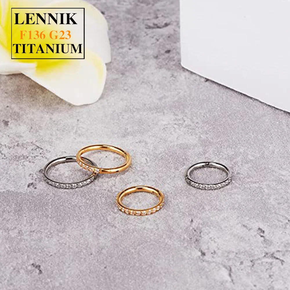 G23 Titanium Septum Rings Clear CZ Hoop 16G Nose Rings 8mm 10mm Conch Daith Helix Rook Tragus Cartilage Earring Piercing Jewelry