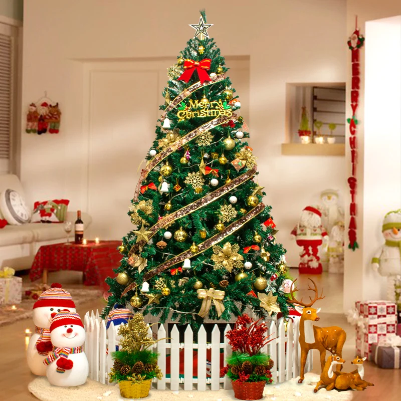 

Christmas Tree 1.5/1.8/2.1/3/4m Home Simulation Luxury Encrypted Luminous Package Christmas Decoration