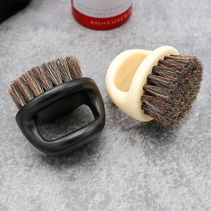 

Men's Shaving Brush Ring Design Horse Mane Bristle Plastic Handle Mustache Brush Portable Face Cleaning Beard Brush Styling Tool