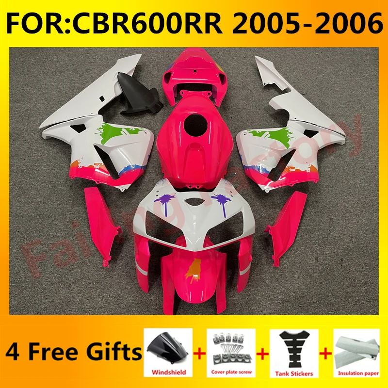 

New ABS Motorcycle Whole Fairings Kit for CBR600RR F5 2005 2006 CBR600 RR CBR 600RR 05 06 Bodywork full fairing set pink white