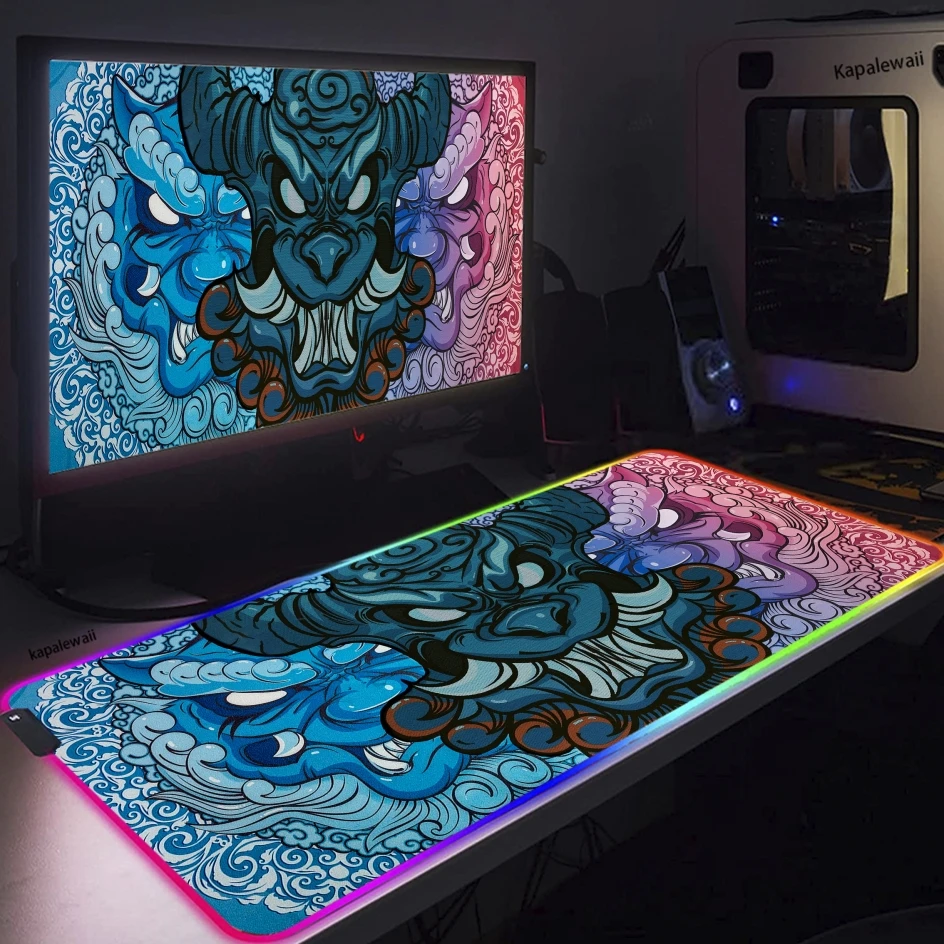 

Anime Mousepad Dragon RGB Gaming Accessories Japan Table Pads Large Pc Mats Backlit Gamer Mouse Pad Xxl Led Mat 800x300 900x400