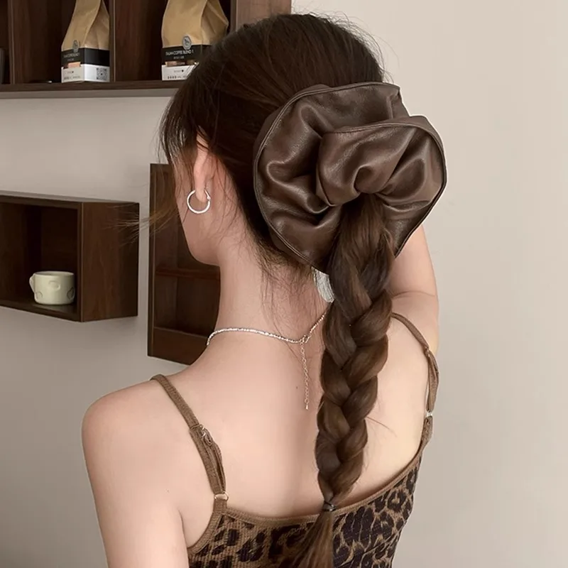 Ретро продвинутая красная повязка для волос из искусственной кожи с толстой