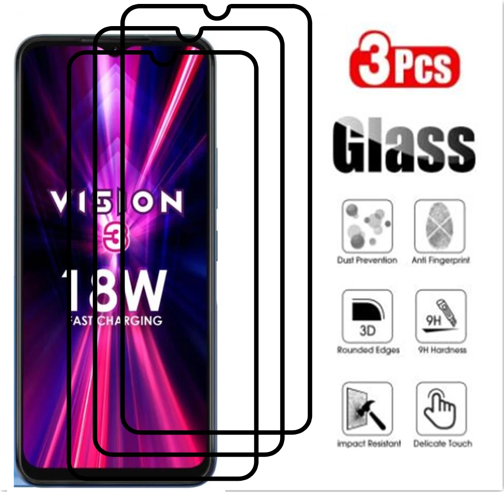 Закаленное стекло с полным покрытием для Itel A49 A58 P37 S17 A48 S16 Pro Vision 3 1 2 2S Plus защита
