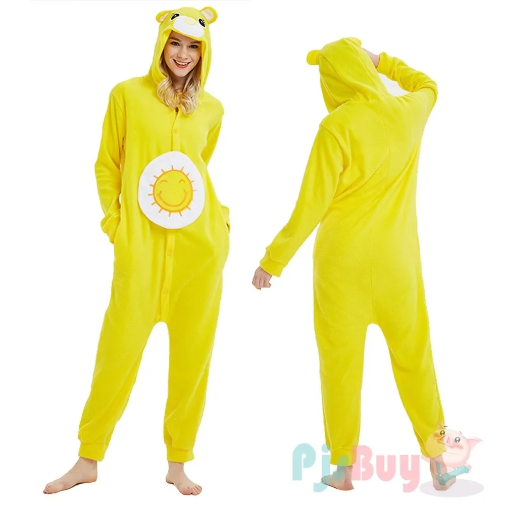Animal Onesie Cartoon Bear Kigurumis Adult Women Men Pajama Sleep Overall Polar Fleece Cosplay Jumpsuit  Halloween Costumes