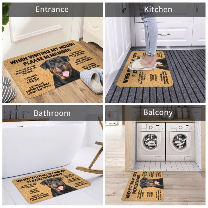 Please Remember Rottweiler Dogs House Rules Front Door Mat Anti-Slip Indoor Waterproof Doormat Floor Bath Entrance Rug Carpet images - 6