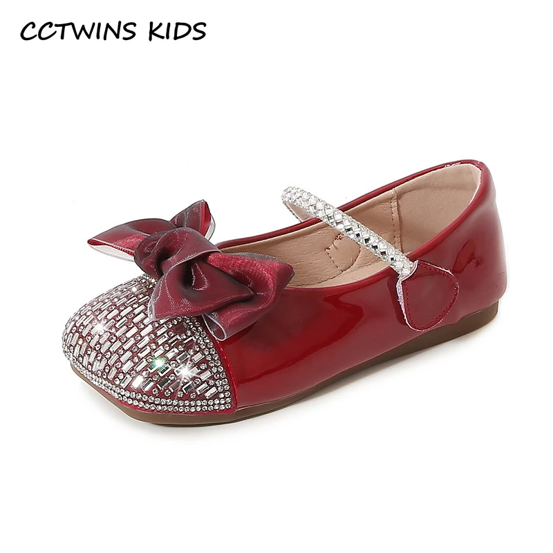 

Туфли принцессы для девочек, весна 2022, Модные Туфли Мэри Джейн для вечевечерние, платья, туфли Rowtie, детские туфли на плоской подошве, блестящие брендовые Стразы с мягкой подошвой