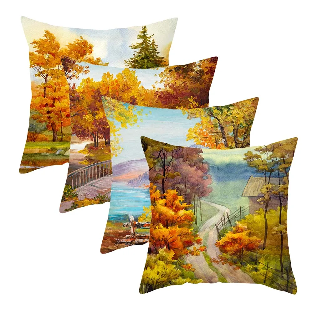 

Forest Scenery In Autumn Cushion Cover Pillows Decor Home