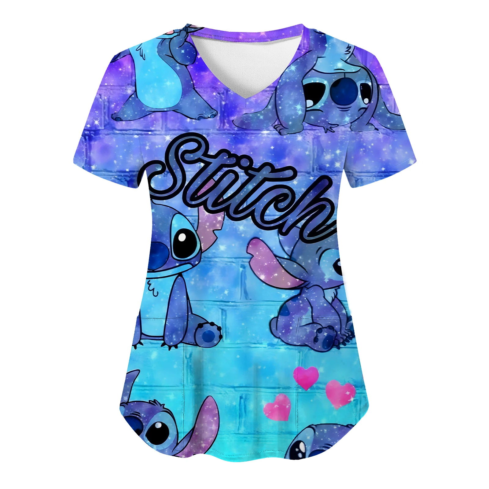 

Топы для больницы, женская одежда с V-образным вырезом, униформа медсестры, летняя футболка с карманами, футболки с героями Диснея, топ, женская футболка 2023, футболки