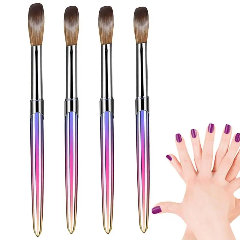 

Metal Nail Brush Set 4PCS Nail Brushes Set For Acrylic Application Nail Drawing Art Brush Acrylic Application Nail Extension