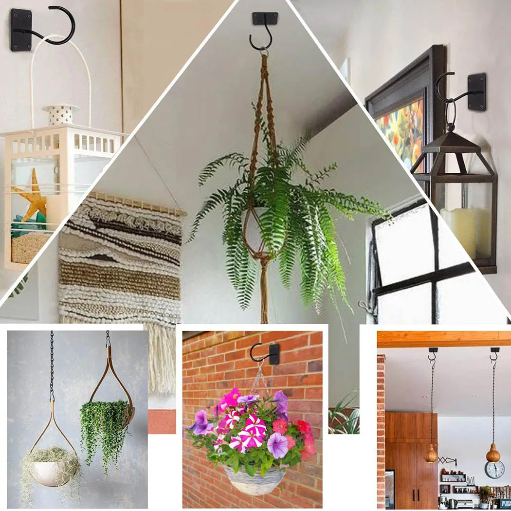

Plants Ceiling Hook+Screw+Expansion Bolt Wall 2X Basket Black/White Bracket