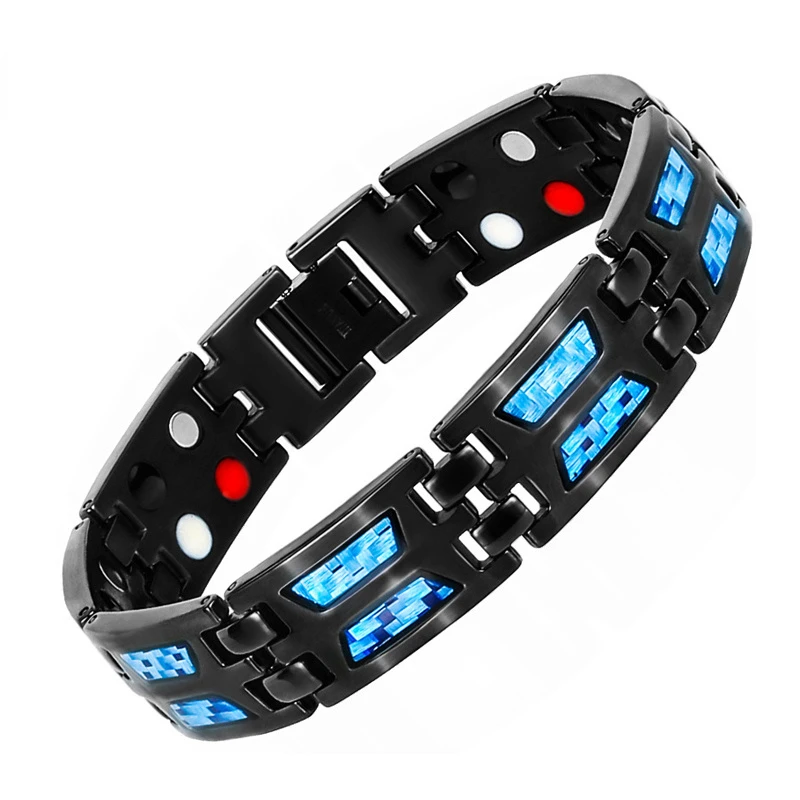 

Women Men Health Therapy Magnetic Bracelet Power 4 In1 Negative Ions Germanium Stainless Steel Bangles Dropshipping / Wholesale