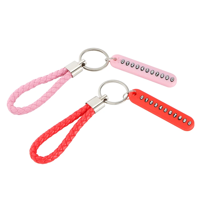

1pc Universal Car KeyChain Leather Anti-Lost Car Key Rings Holder Bag Pendant Phone Number Plate Keychain Car Accessories