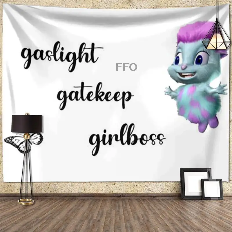 

Bibble Says Gaslight Gatekeep Girlboss Tapestry Wall Hanging Printed Polyester Tapestry Cartoon Fantasy Blanket Wall Decor Tapiz