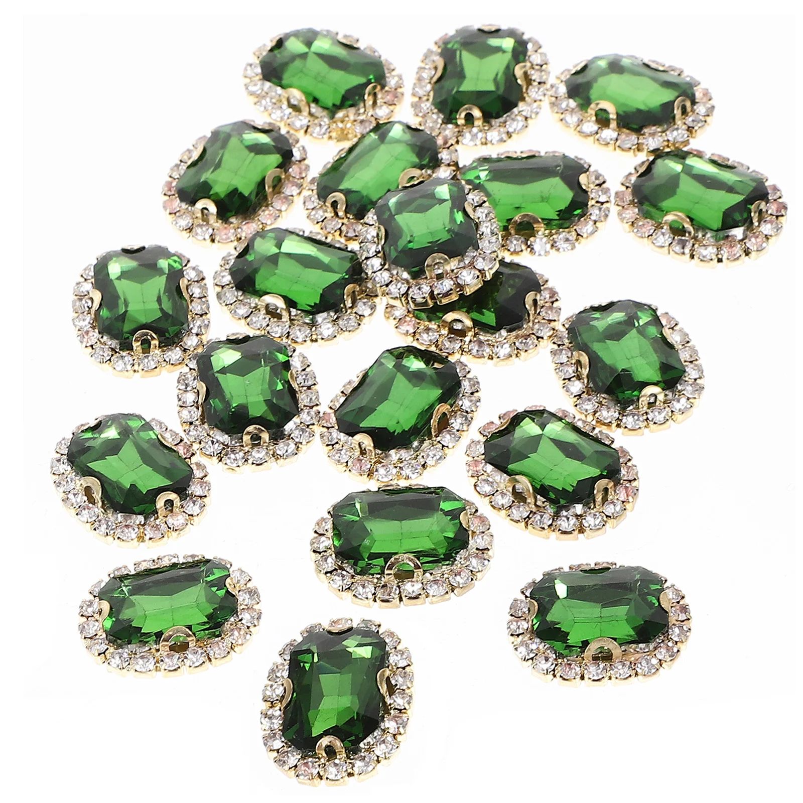 

20 Pcs Accessories DIY Dress Decors Clothes Rhinestones Sew Glass Flash Costume Rectangle Materials Copper Simple Deign