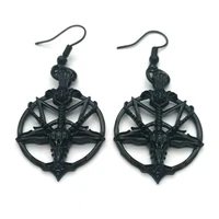 fashion retro pentagram pan god skull goat head pendant earrings wika gothic witch jewelry lady party gift