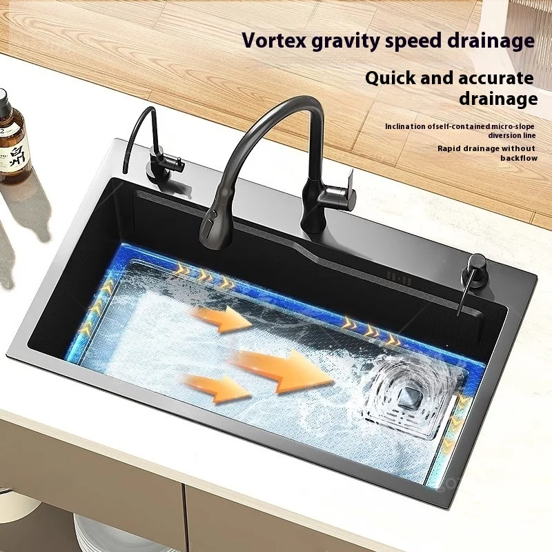 Кухонная мойка из нержавеющей стали с тиснением большие бытовые раковины одним