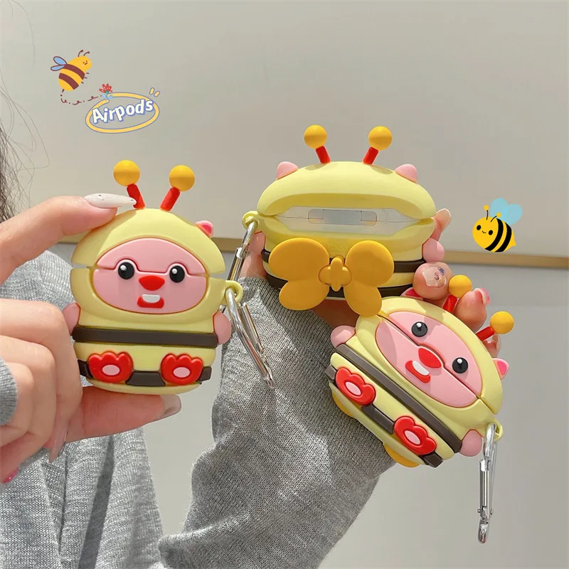 

Cartoon Honeybee Beaver Case for AirPods Pro2 Airpod Pro 1 2 3 Bluetooth Earbuds Charging Box Protective Earphone Case Cover