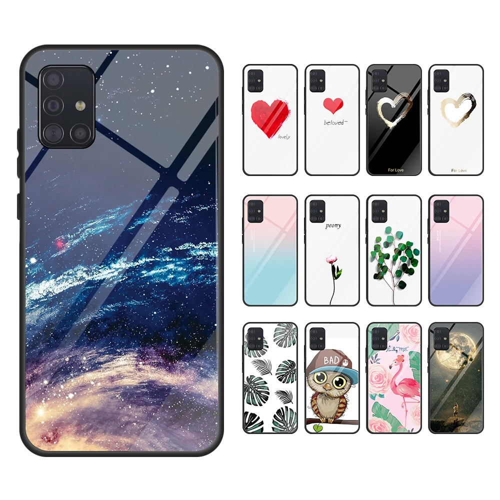 Роскошный окрашенный стеклянный чехол для телефона Samsung Galaxy A51 A71 M33 M53 M23 защитный