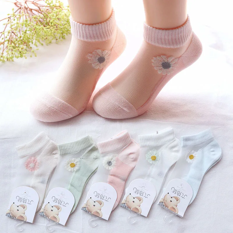 

Summer Thin Children's Glass Silk Boat Socks 3-15 Years Old Korean Breathable Cool Crystal Silk Socks 10pcs/set Baby Clothes