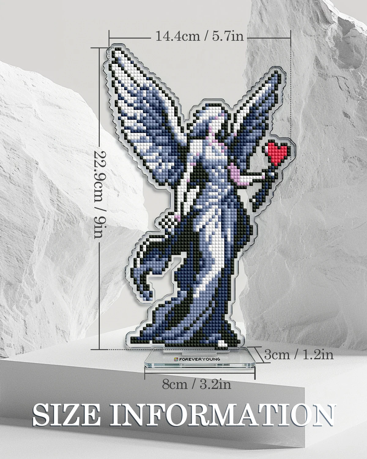 Фото Подставка Foreveryoung Love Goddess Angel Diamond, 14,4×22,9 см, квадратные стразы из смолы, акриловый декор для стола №3