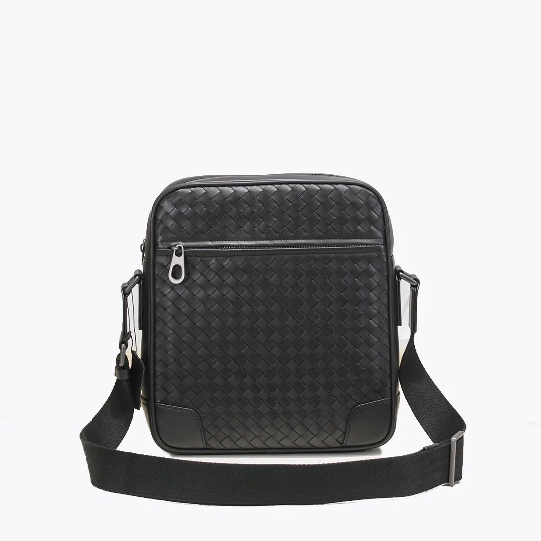 

Роскошная мужская сумка через плечо, сумка-мессенджер из натуральной кожи, деловая Повседневная плетеная Сумка, черная сумка, брендовая сумка, новинка 2023