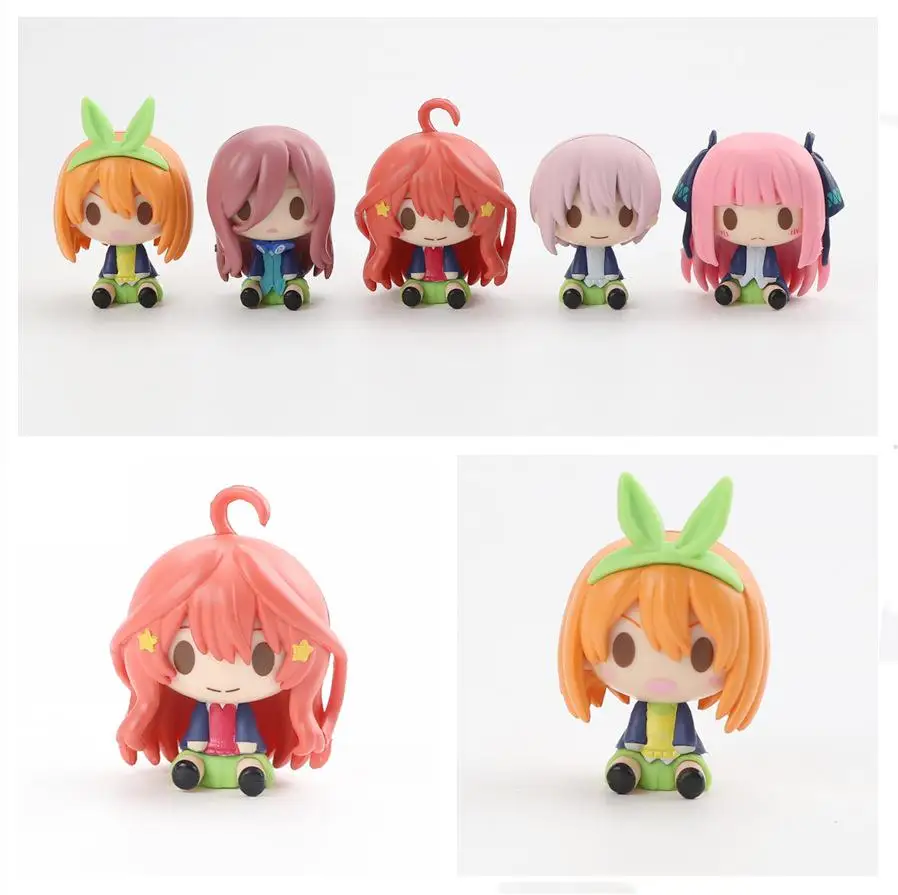 

5 Pcs/Set The Quintessential Quintuplets 4-5cm Mini Anime Girl Figure Kazuhana Nino Miku Nakano Shika May Figurines