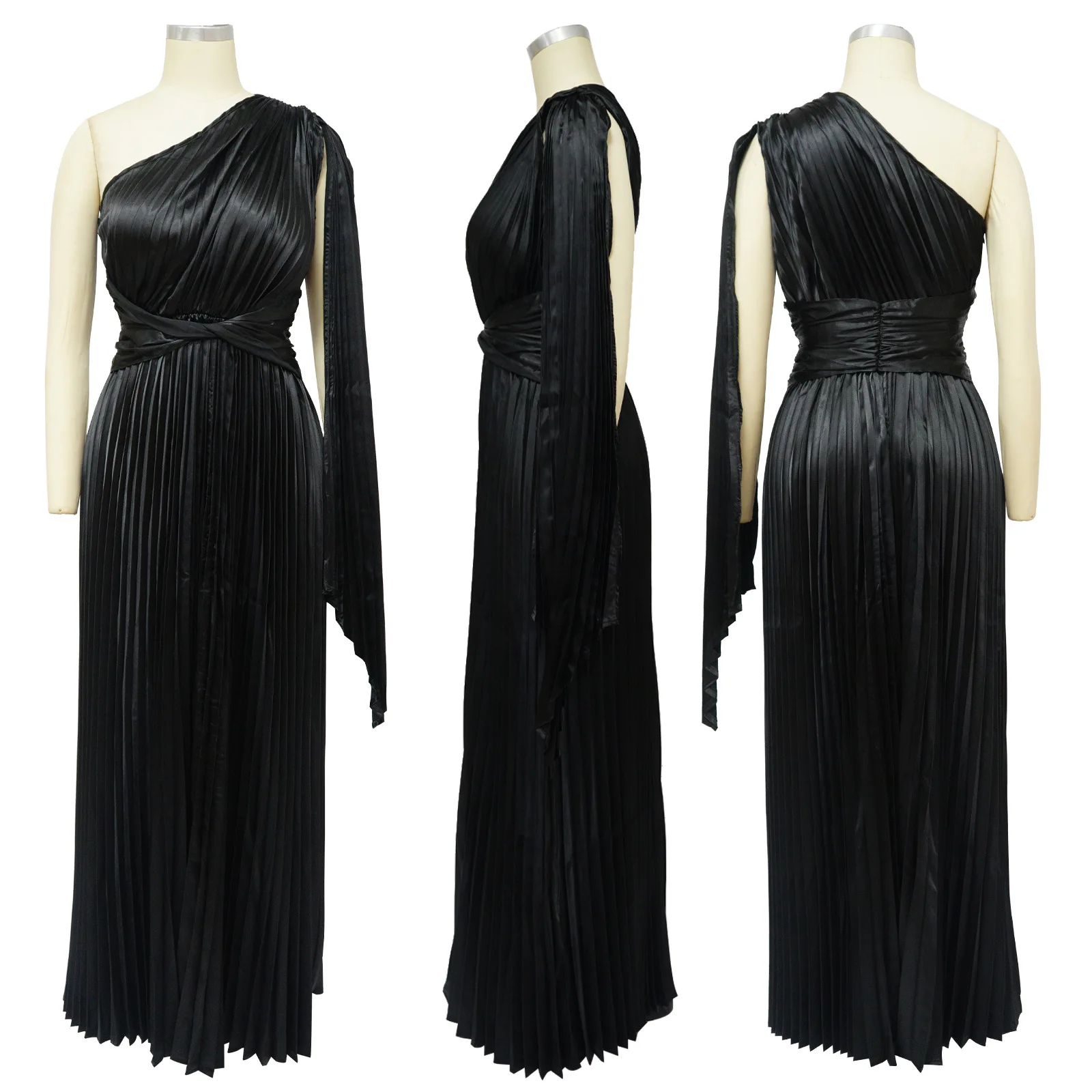 One-Shoulder Pleated Party Dress 6