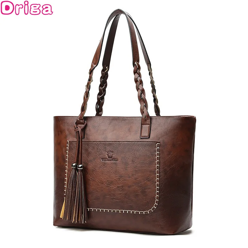 

Large Capacity Causal Shoulder Bags For Women 2023 Pu Leather Fringe Purse Handbags Retro Tassel Shopper Tote