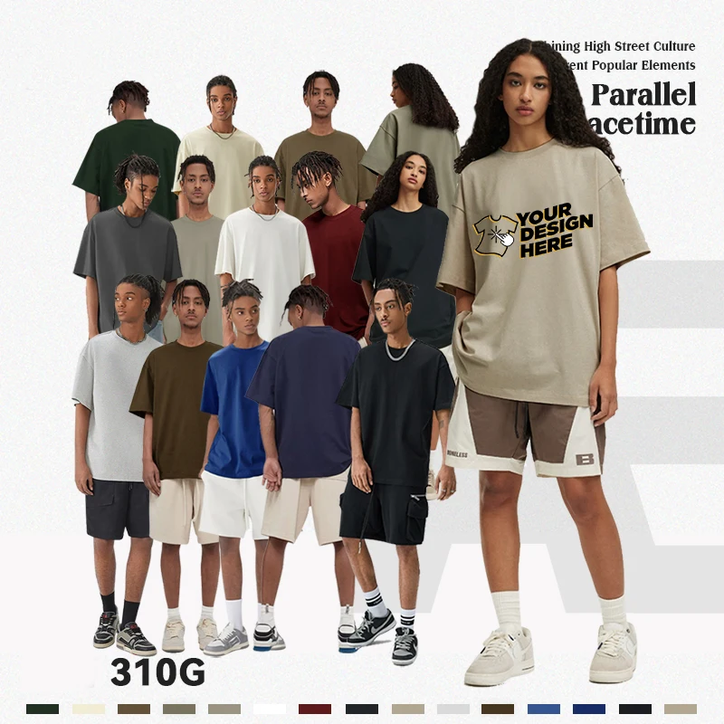 Футболки с бесплатным индивидуальным логотипом тяжелый вес 100% хлопок 310 г/м2