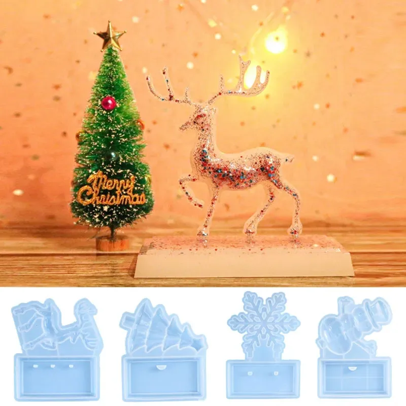 

Resin Christmas Elk Snowman Mold Christmas Ornament Resin Molds Deer Silicone Mold for Resin Epoxy Casting Xmas Mould Home Decor