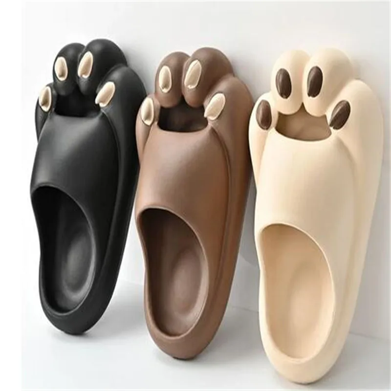 

Fun Tiger Claw Foot Protection Novelty Slippers Women Summer 2023 New Platform Anti-slip Slides Sandals Bathroom Couple Shoes