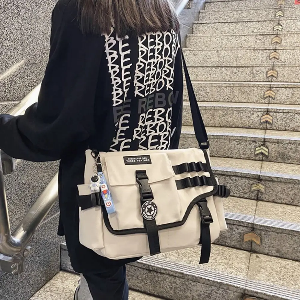 Мужская сумка через плечо Harajuku большая вместительная квадратная нейлоновая