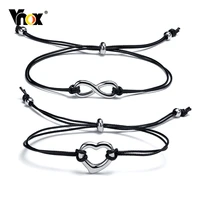 vnox infinity love charm bracelets for women handmade braided black rope adjustable bracelet love friendship bff jewelry gift