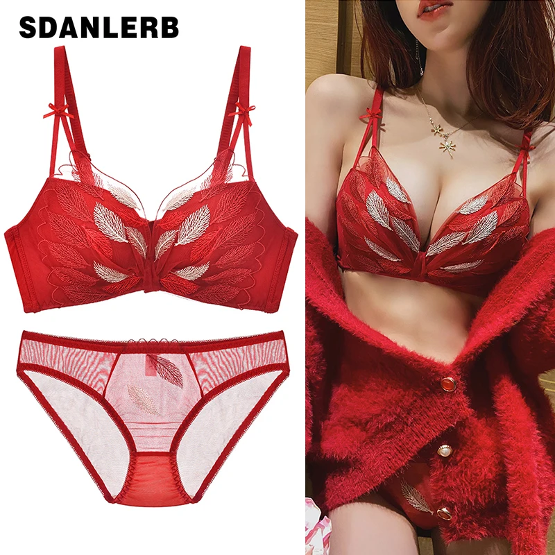 

Solid Color Underwear Lingere Set Women's Wireless Adjusting Bra Small Breast Push Up Bra Set Sexy Inner Bra and Panty Set