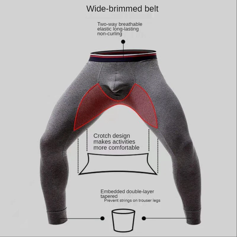 Men's Pure Cotton Bullet Separation Long Pants Bottoming Slim Warm Thin Trousers Sex Delay Panties Warm Long Trousers Home Use