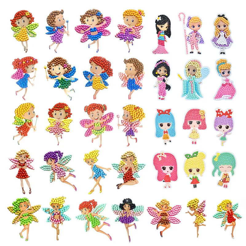 

5D алмазная живопись для детей, мультяшная принцесса, эльф, для девочек, творческое искусство «сделай сам», самоклеящаяся Алмазная краска с н...