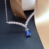 925 sterling silver natural sapphire pendant fine jewelry fashion necklace sales with free shipping clearance sale