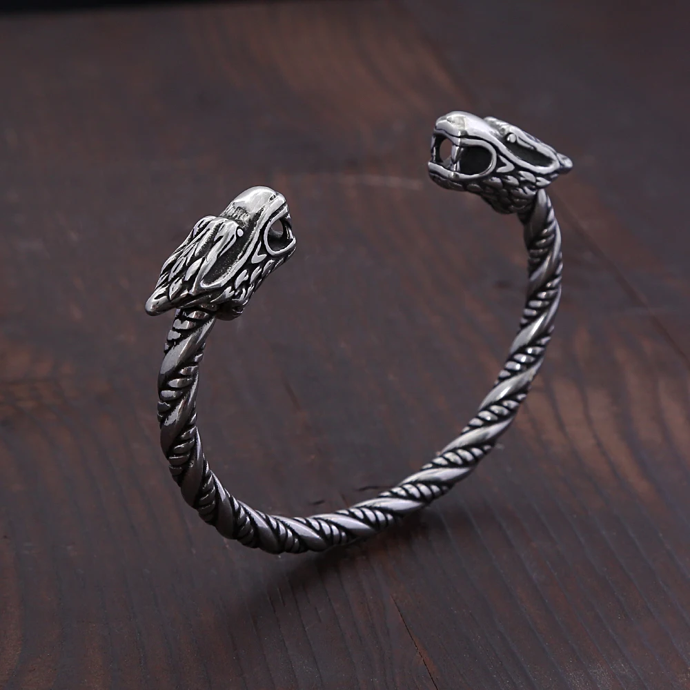 

Fashion Vintage Viking Dragon Head Bracelet Men's Stainless Steel Creative Animal Bracelet Biker Punk Jewelry Gifts Dropshipping
