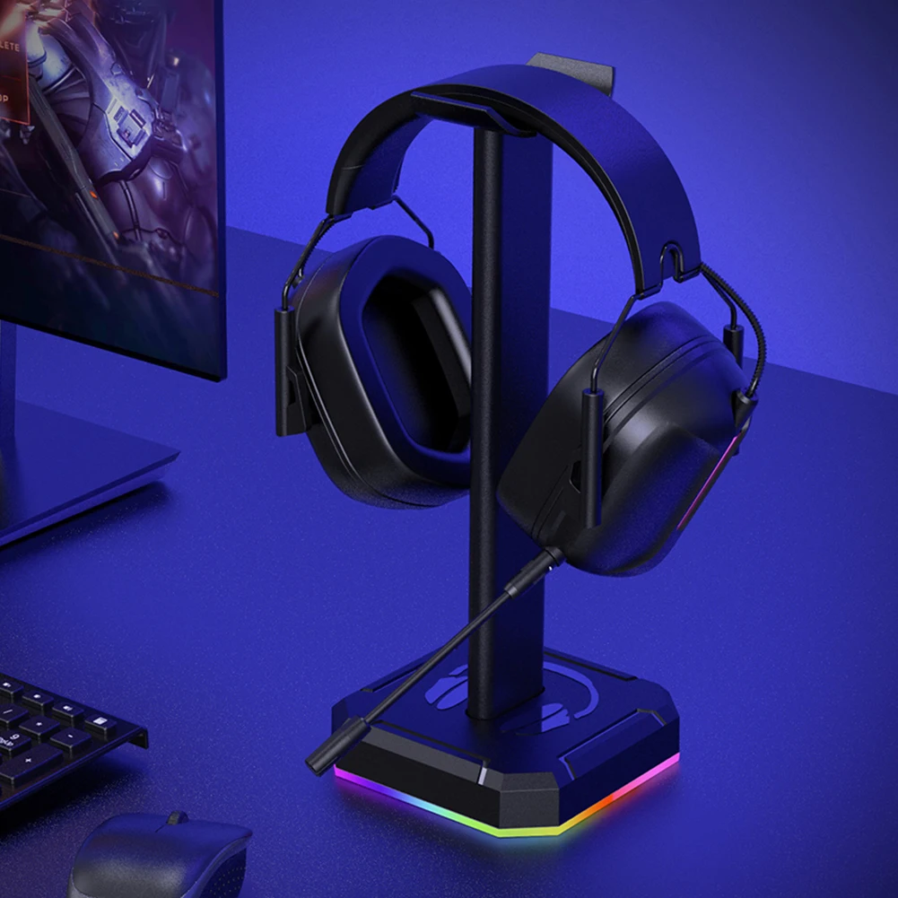 

Держатель для наушников с подсветкой RGB, Алюминиевая Подставка для наушников, вертикальный кронштейн, вешалка для PS5, аксессуары для ПК и игр