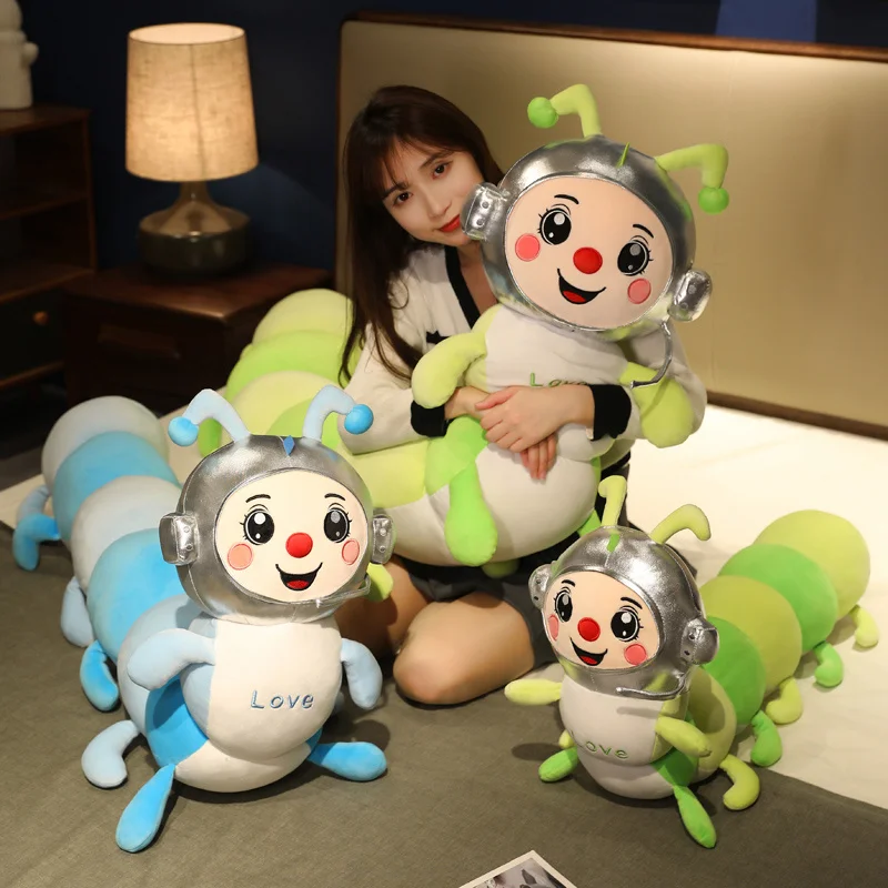 

80-130cm Creative Space Caterpillar Plush Stuffed Animal Soft Long Pillow Sleep Decor Toys For Kids Girls Birthday Gift