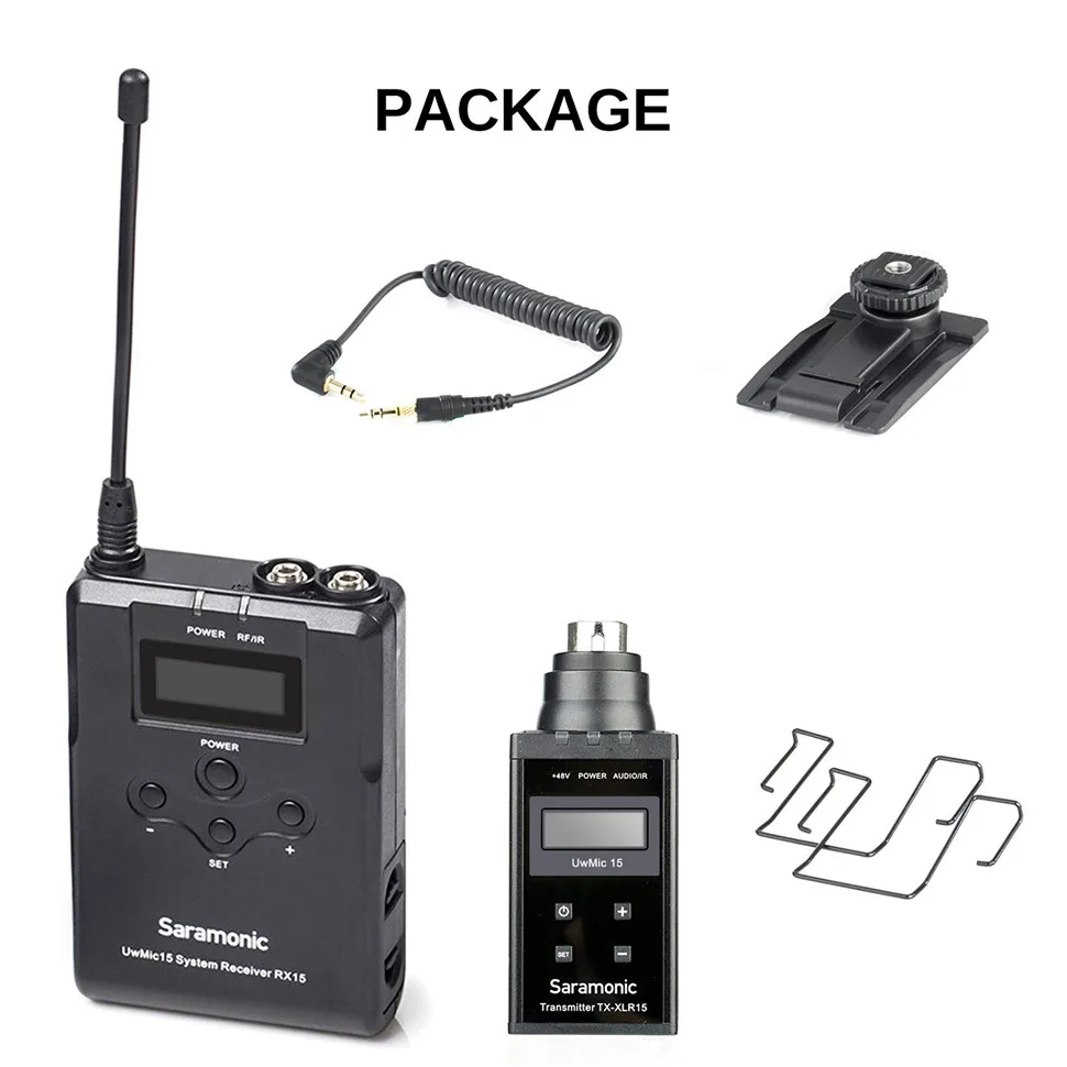 Saramonic UwMic15B  UHF Channel Wireless Microphone System  with XLR  transmitter for DSLR Camera, Camcorder ,Interviews, ENG images - 6