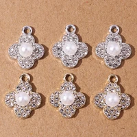 10pcs 16x20mm elegant crystal flower charms pendants for jewelry making diy pearl necklaces earrings bracelets crafts accessory