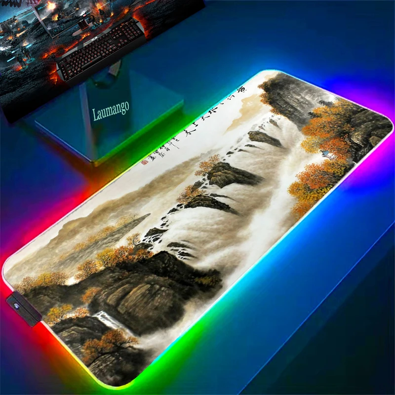 

Gaming Mousepad Chinese Painting Mouse Pad Pc Gamer Accessories Computer Desk Keyboard Mat Game Mats Carpet Laptop Table Mause