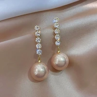 2022 new trendy long tassel rhinestone pearl dangle earrings for women jewelry elegant champagne gold wedding party girl gift