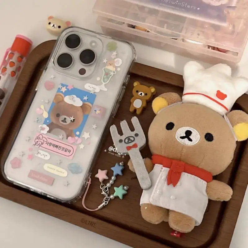 Новинка 2024 милый чехол для телефона Kawaii Rilakkuma Iphone 15/14/13Pro1 2/11Xr/xsmax пылезащитный с