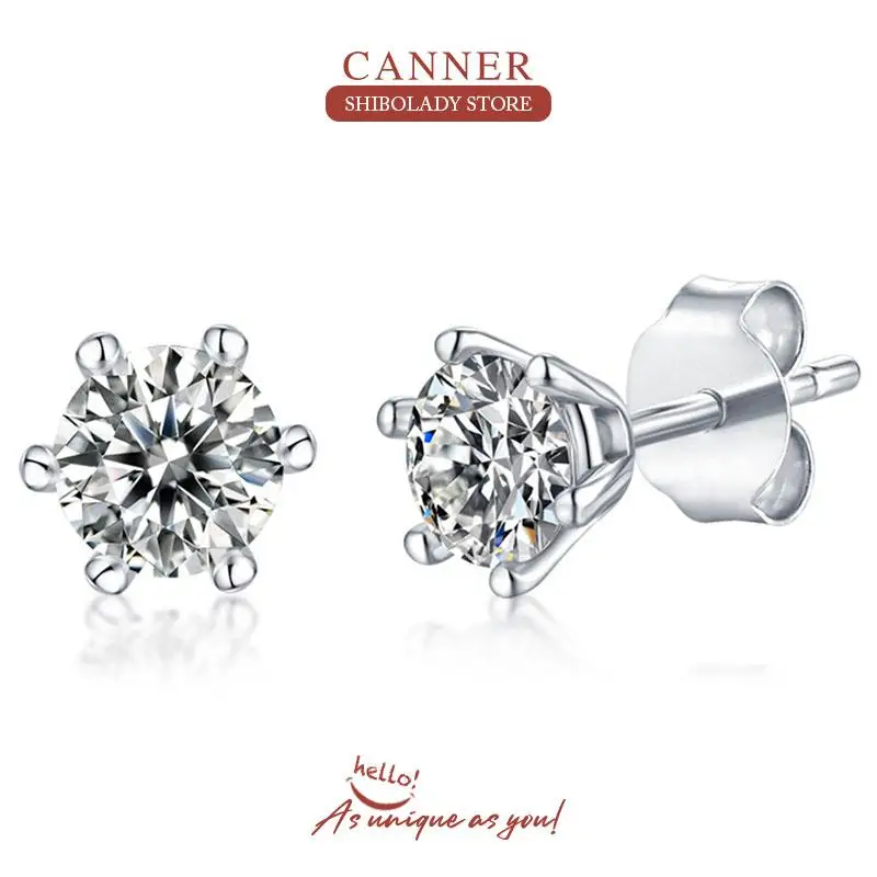 

CANNER 0.5CT OEC Moissanite Diamond Stud Earrings for Women Solid 925 Sterling Silver Brillant Cut VVS Solitaire Christmas Fine