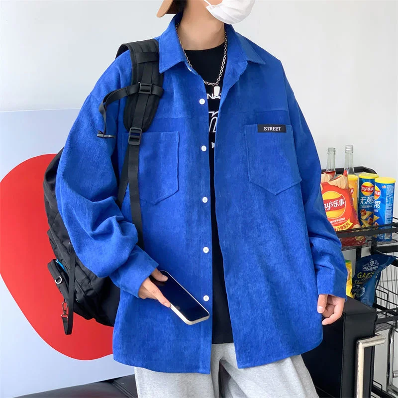 

SYUHGFA 2022 промытая Вельветовая рубашка для мужчин с длинным рукавом большого размера свободная винтажная Мужская Повседневная Блузка модная ...