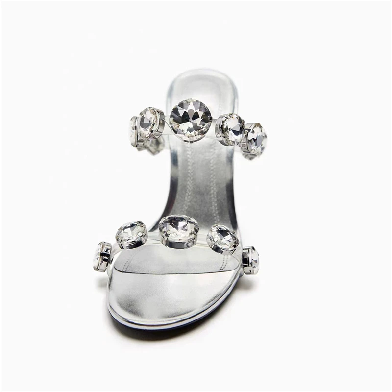 Женские босоножки на высоком каблуке с открытым носком