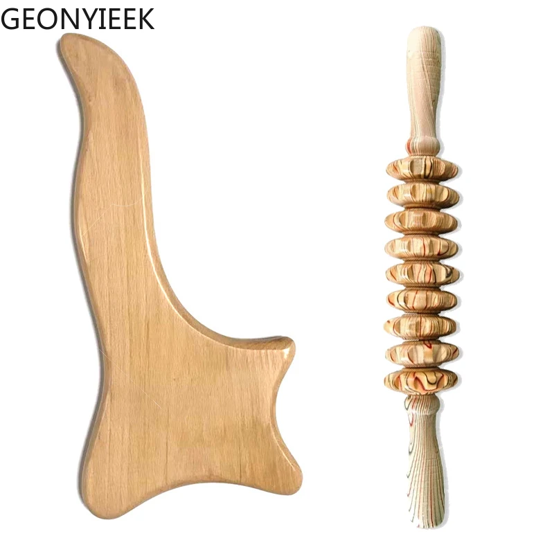 

Массажный инструмент для лечения древесины, Лимфатический дренажный массажер, Антицеллюлитный Массажный ролик для всего тела, для снятия б...