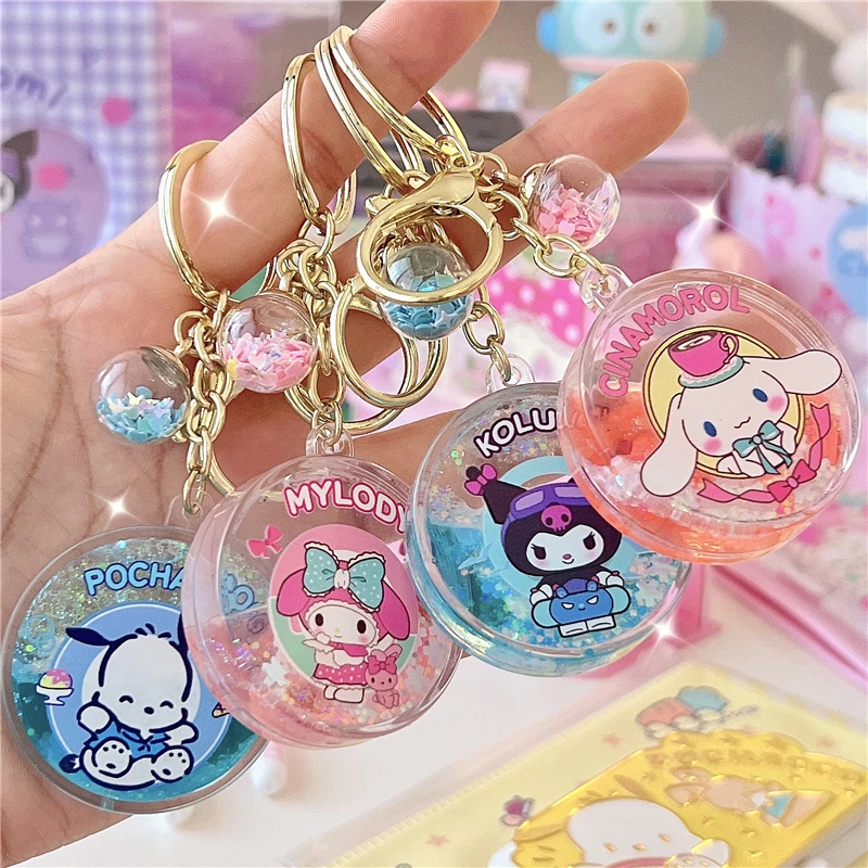 

Kawaii Sanrios Fantasy Quicksand Gradient Cute Hello Kitty My Melody Cinnamoroll Star Keychain Backpack Pendant Decoration Gift